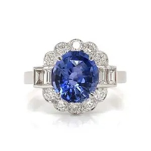 Sapphire and Diamond Period Style Ring