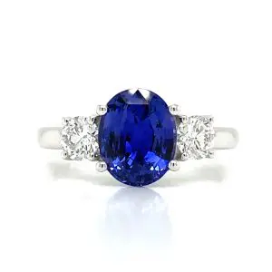 Platinum Sapphire and Diamond Trilogy Ring