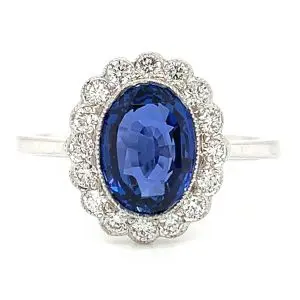 White Gold 2.03ct Sapphire Cluster Ring