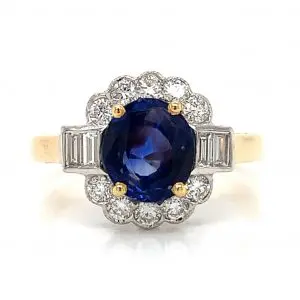 2.28ct Sapphire and Diamond Yellow Gold Ring