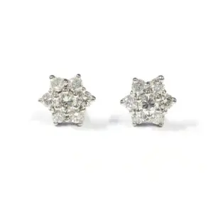Diamond Daisy Cluster Stud Earrings