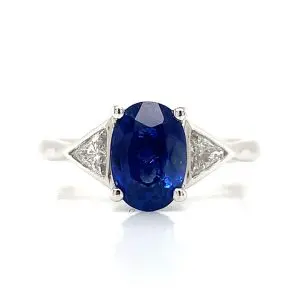 Platinum Oval Sapphire & Diamond Ring