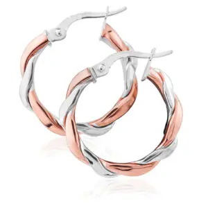 Multi Tone Gold Twist Hoop Earrings