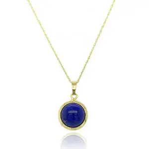Yellow Gold Lapis Lazuli Cabochon Necklace