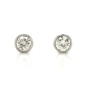 0.43ct Diamond Platinum Rub-Over Stud Earrings