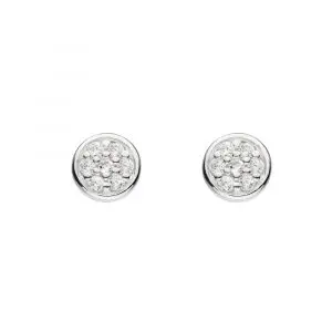 Silver CZ Disc Stud Earrings