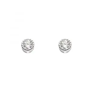 Silver CZ Milgrain Stud Earrings 3mm