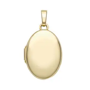 Yellow Gold Plain Oval Locket & Chain