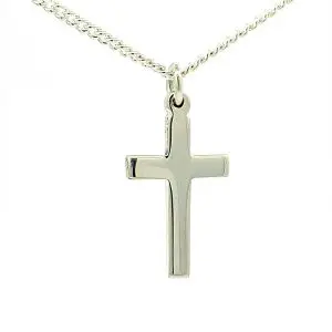 Small Plain Silver Cross and Chain