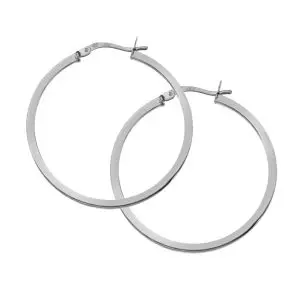 Silver Square Wire Hoop Earrings 30mm