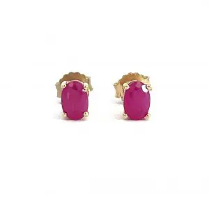 Oval Cut Ruby Yellow Gold Earrings