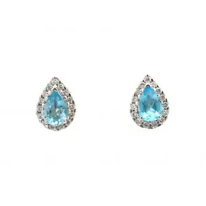 Blue Topaz and Diamond Stud Earrings