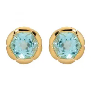 Unique Gold Plated Round Topaz Earrings