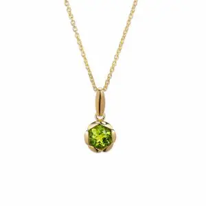 Unique Gold Plated Round Peridot Necklace
