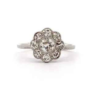 Vintage Platinum Diamond Daisy Cluster Ring