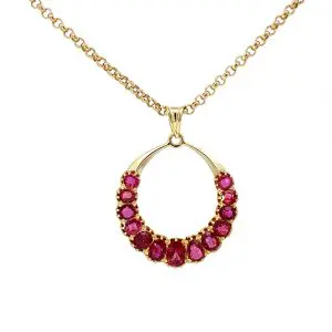 Vintage Yellow Gold Ruby Necklace