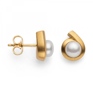 Bastian Golden Pearl Stud Earrings