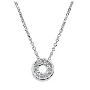 Silver CZ Pave Circle Necklace