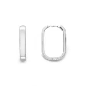 Rectangular White Gold Huggie Earrings