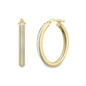 Multi Tone Gold Band Hoop Earrings