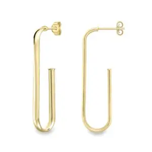 Yellow Gold Long 3/4 Hoop Earrings