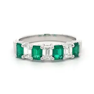 Emerald & Diamond Platinum Eternity Ring