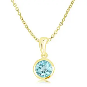 Unique Round Cut Blue Topaz Gold Necklace