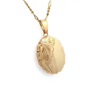 Gold Vintage Engraved Locket Necklace