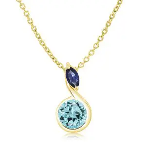Unique Topaz & Iolite Yellow Gold Plate Necklace