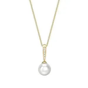 Pearl and Diamond Yellow Gold Necklace