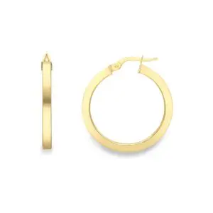 Yellow Gold Square Profile Large Hoop Earrings