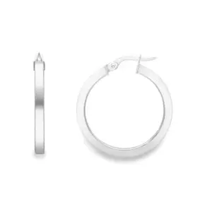 White Gold Square Profile Large Hoop Earrings