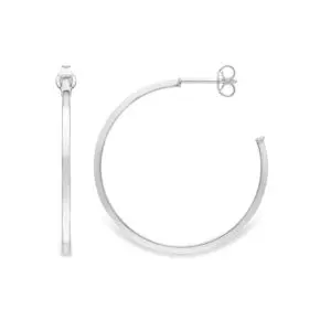 White Gold Square Profile 3/4 Hoop Earrings