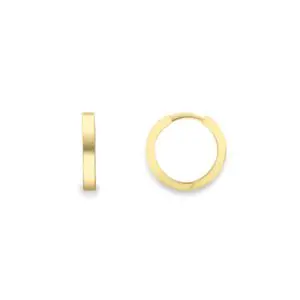 Yellow Gold Small Flat Huggie Hoop Earrings
