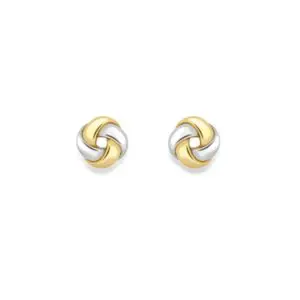 Two Tone Gold Knot Stud Earrings