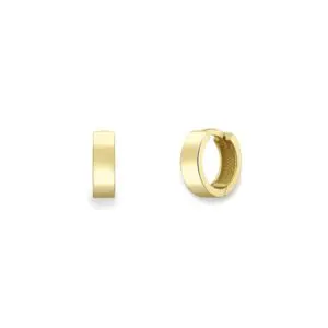 Yellow Gold Extra Small Flat Huggie Hoop Earrings