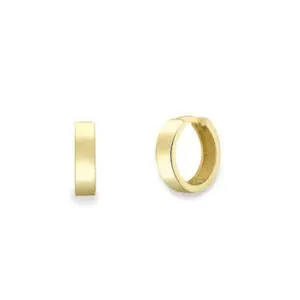 Yellow Gold Small Flat Huggie Hoop Earrings