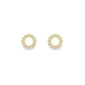Diamond Circle Gold Stud Earrings