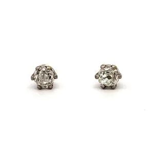 Old Cut Diamond White Gold Stud Earrings