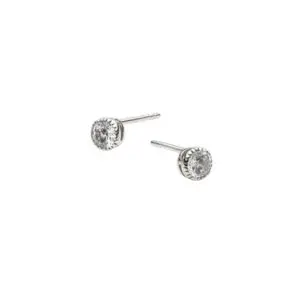 Silver CZ Milgrain Stud Earrings 4.5mm