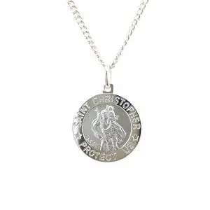 18mm Silver Saint Christopher Pendant & Chain