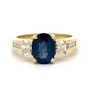 2.20ct Blue Sapphire and Diamond Ring
