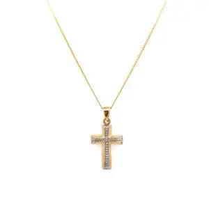 Yellow & White Gold Diamond Set Cross
