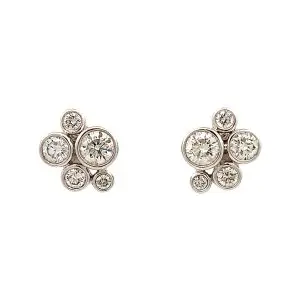 White Gold Diamond Bubble Stud Earrings