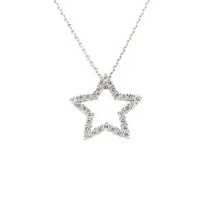 18ct White Gold Diamond Star Necklace