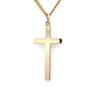 Yellow Gold Plain Gold Cross and Chain