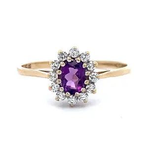 Amethyst and CZ Cluster Ring