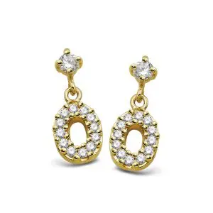 Unique Gold CZ Pave Drop Stud Earrings