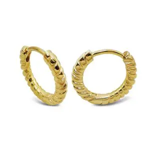 Unique Gold Plate Rope Effect Hoop Earrings