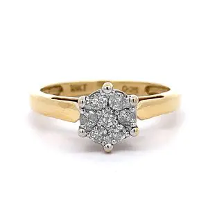 18ct Yellow Gold Diamond Cluster Ring